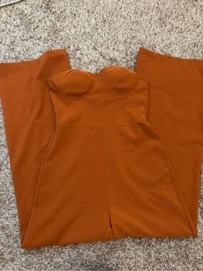 Charlotte Russe Rust Strapless Bustier Jumpsuit